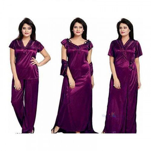 Aradhya Alluring Women Night Dress 3 in 1 - Purple