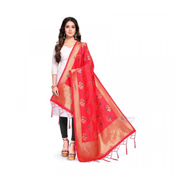 Red Beautiful Banarasi Jacquard Dupatta