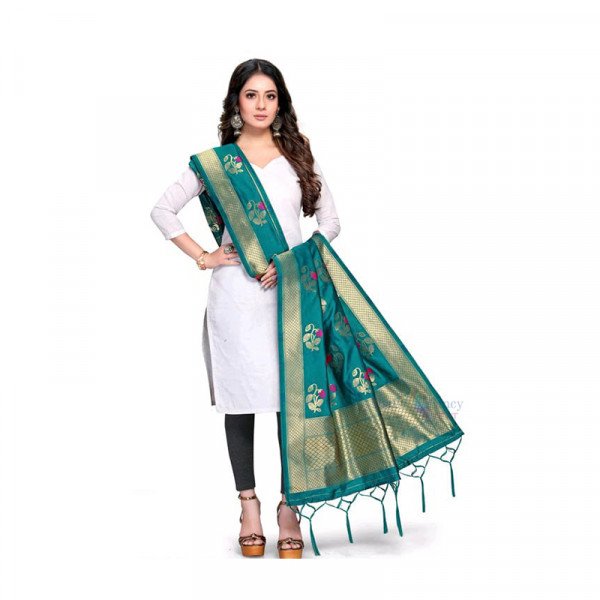 Blue Beautiful Banarasi Jacquard Dupatta