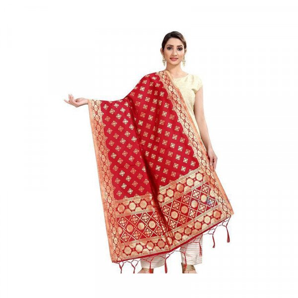 Red Beautiful Banarasi Jacquard Dupatta