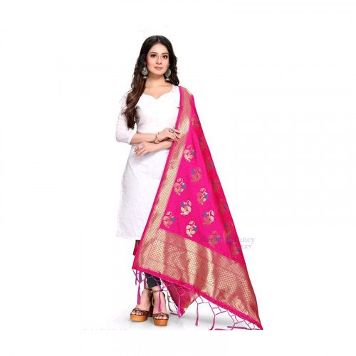 Pink Beautiful Banarasi Jacquard Dupatta