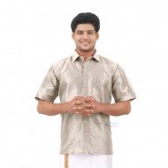 Celebration Silk Half Sleeve Shirt - 2 Meters Dhoti - Grey