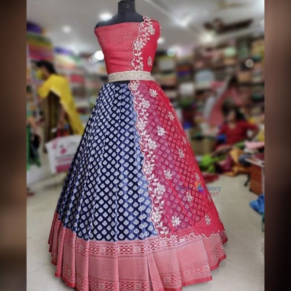 Half Saree - Blue and Red Half Saree - Blue and Red