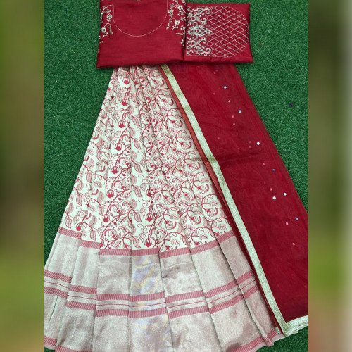 Half Saree Lehanga - Red and White