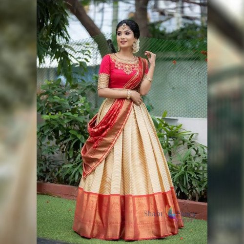 Half Saree Lehanga - Red and Yellow