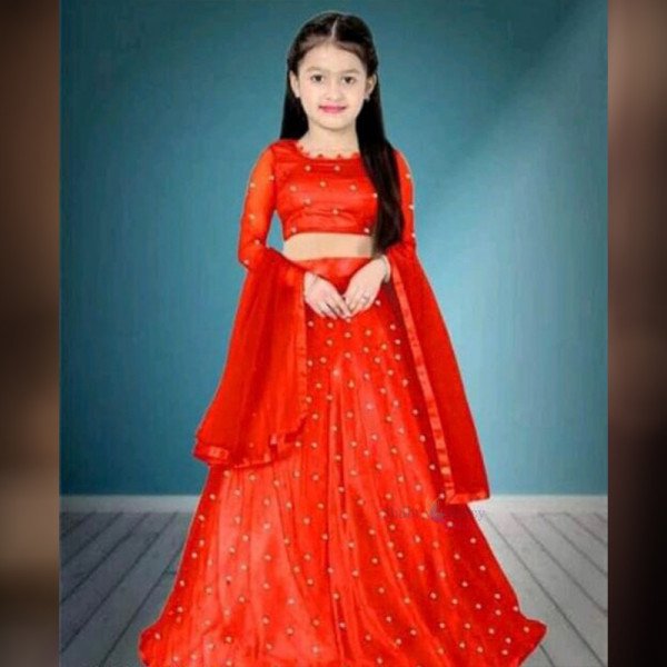 Princess Funky Kids Girls Lahengha Choli - Red