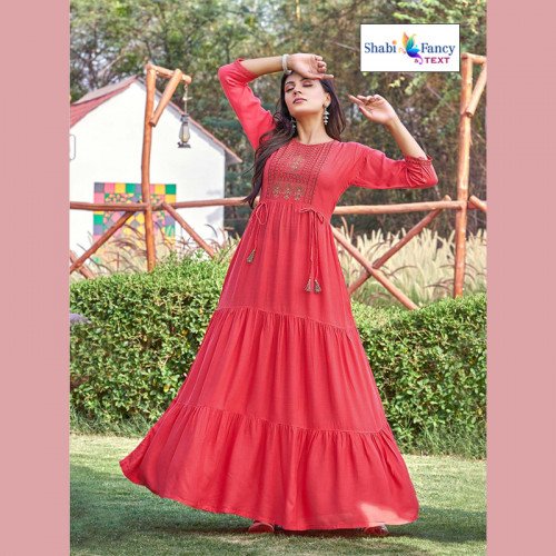 Party Wear Long Gown - Red
