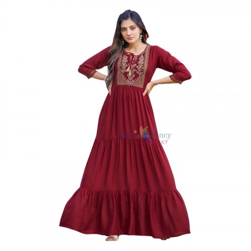 Party Wear Long Gown - Red