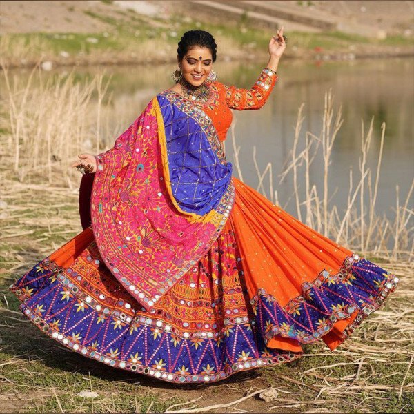 Legangha Choli - Soft Butter Silk - Orange