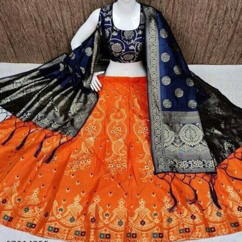 Lehenga - Blue and Orange