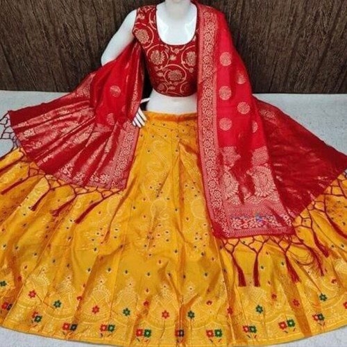 Lehenga - Red and Orange