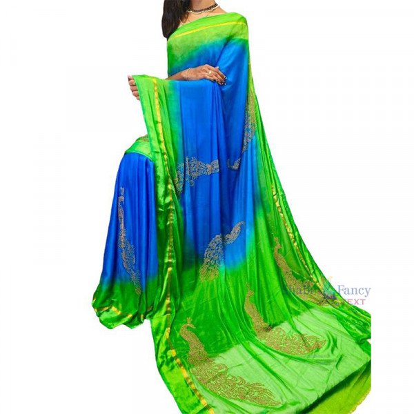 Chiffon Sarees - Blue and Green