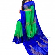 Chiffon Sarees - Green and Blue