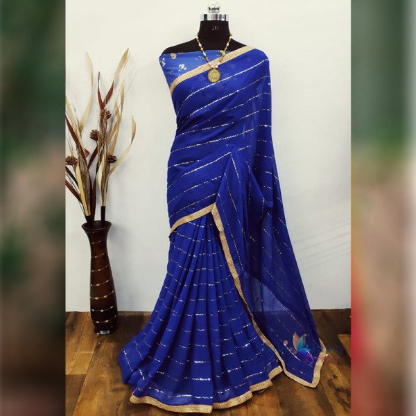 Fabric Heavy Georgette Saree - Blue