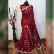 Fabric Heavy Georgette Saree - Red