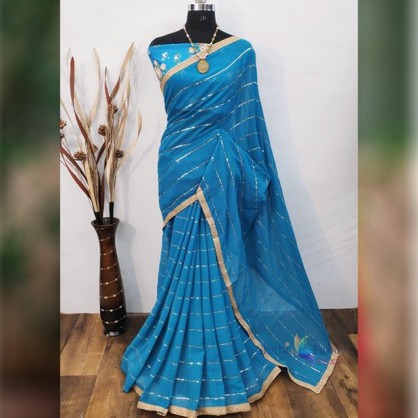 Fabric Heavy Georgette Saree - Blue