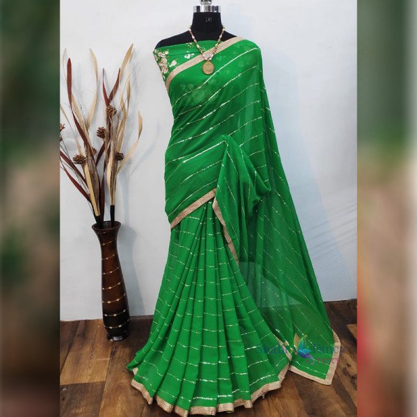 Fabric Heavy Georgette Saree - Green