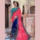 Fashion Saree - Red and Blue