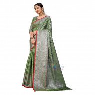 Kanika Silk Lichi Soft Saree - Green