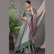 Kanika Silk Lichi Soft Saree - Green