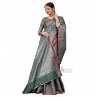 Kanika Silk Lichi Soft Saree - Green