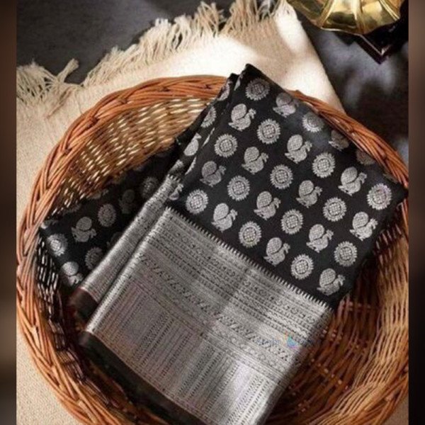 Kanjivaram Silk Saree - Black Kanjivaram Silk Saree - Black