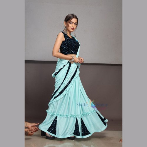 Party Wear Saree - Blue Party Wear Saree - Blue