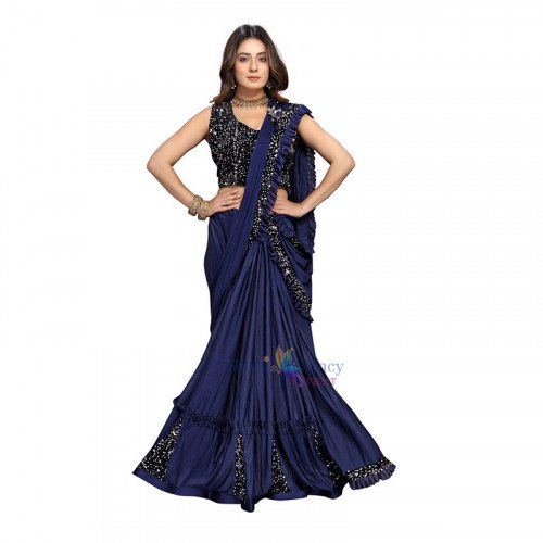 Party Wear Saree - Dark Blue