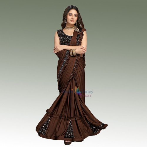 Party Wear Saree - Brown