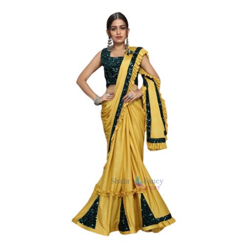 Party Wear Saree - Yellow Party Wear Saree - Yellow