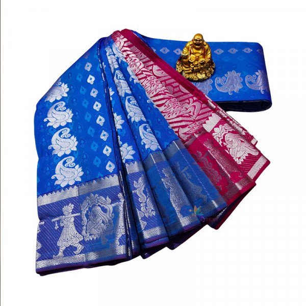 Samuthriga Art Soft Silk Saree - Blue