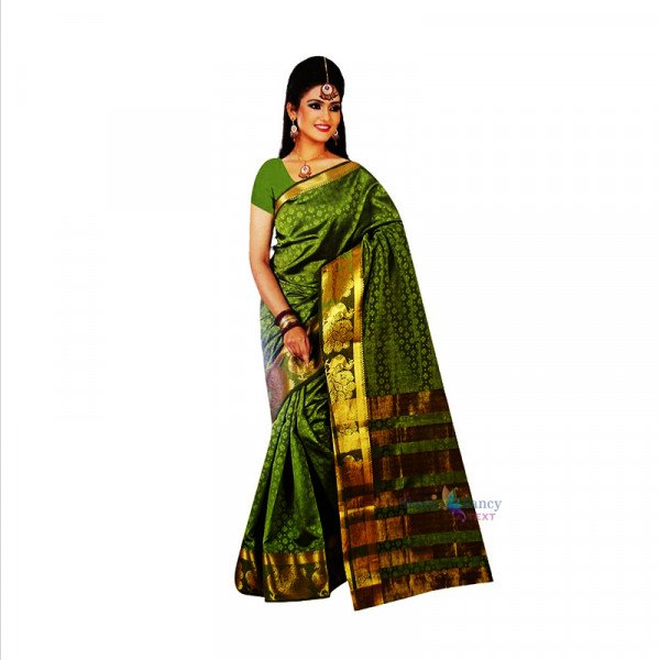  Soft Silk Peacock Design Saree - Green