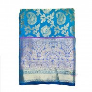  Soft Silk Peacock Design Saree - Blue