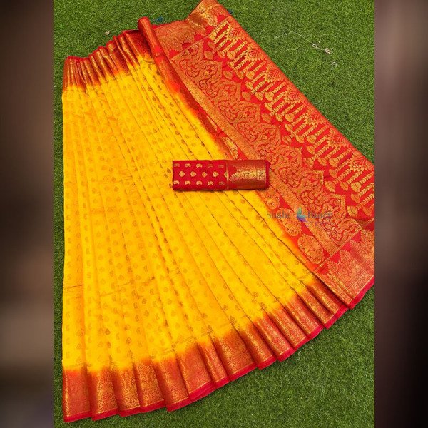 Soft Silk Saree - Yellow and Red