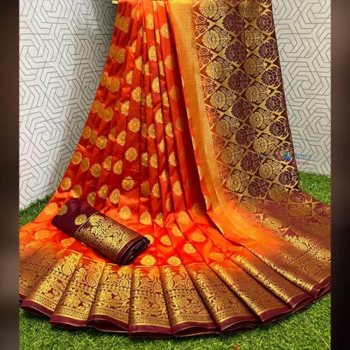 Soft Silk Saree - Orange