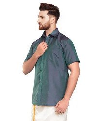 Celebration Silk Half Sleeve Shirt - 2 Meters Dhoti